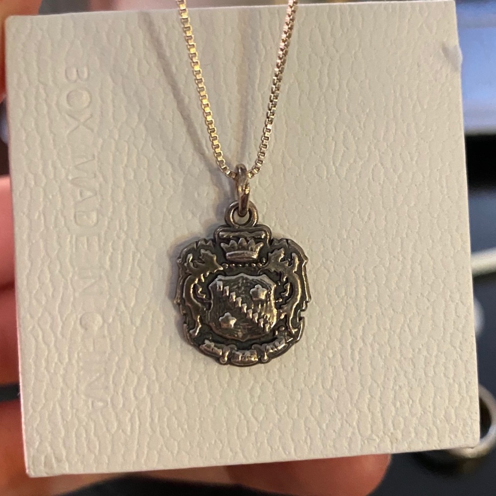 ZTA Zeta Tau Alpha silver crest necklace